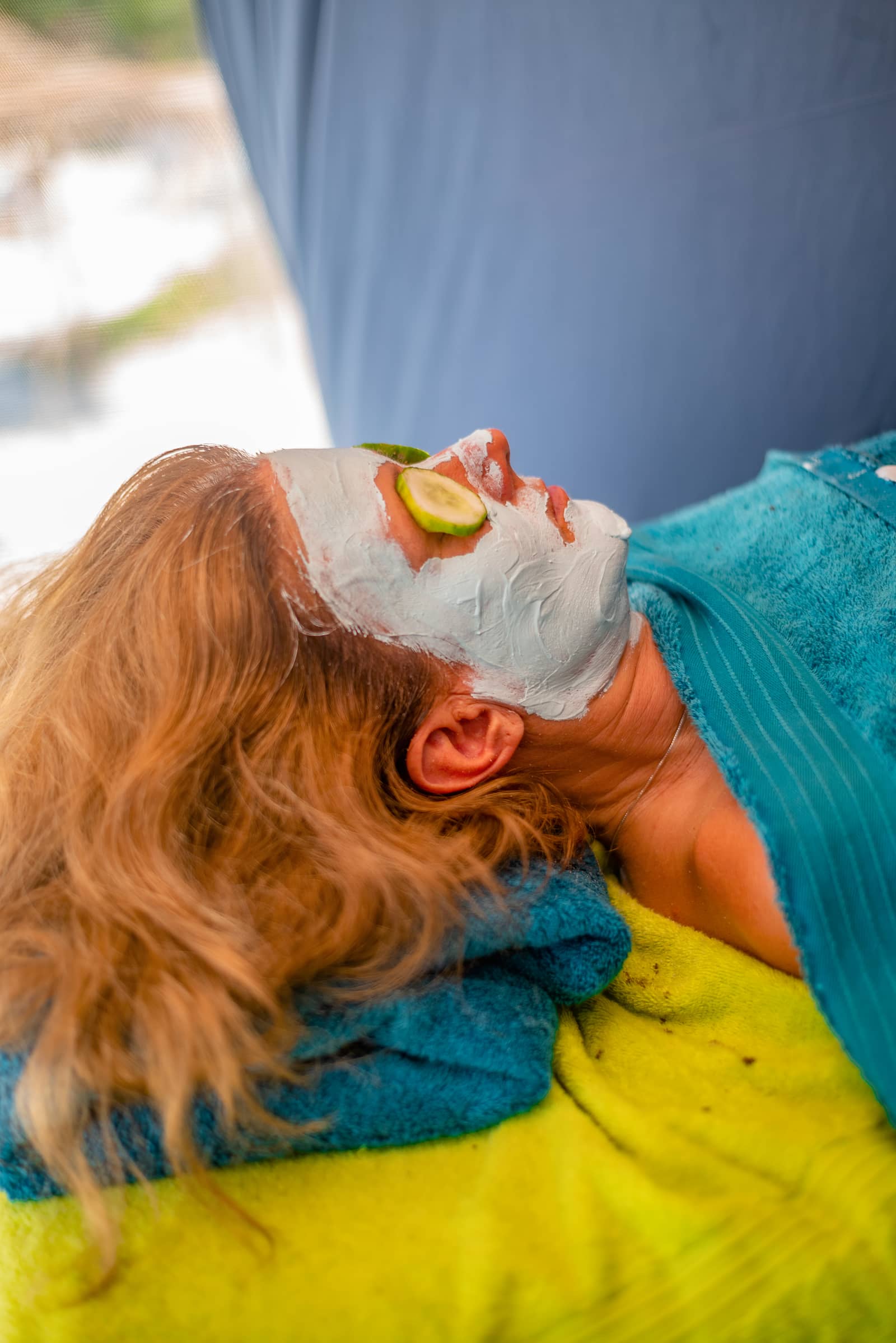 Facial treatment with mask and cucumber at MSANGI SPA & BEAUTY